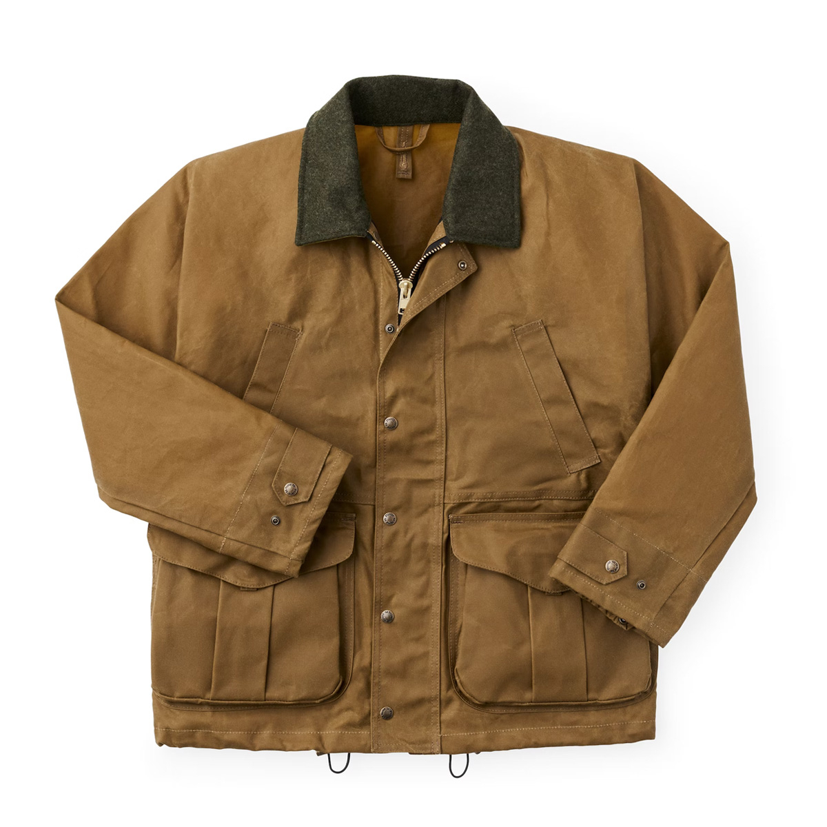 Filson Cloth Field Jacket Dark Tan, perfecte jas voor weersinvloeden.