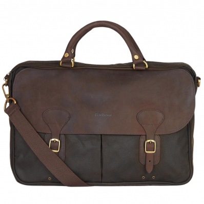 Barbour Wax Leather Briefcase Navy