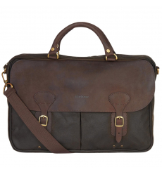 Barbour Wax Leather Briefcase Navy