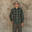 Filson Field Flannel Shirt Brown/Blue/Multi Plaid wearing front