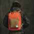 Filson Surveyor 25L Backpack Dark Tan/Flame carrying on back