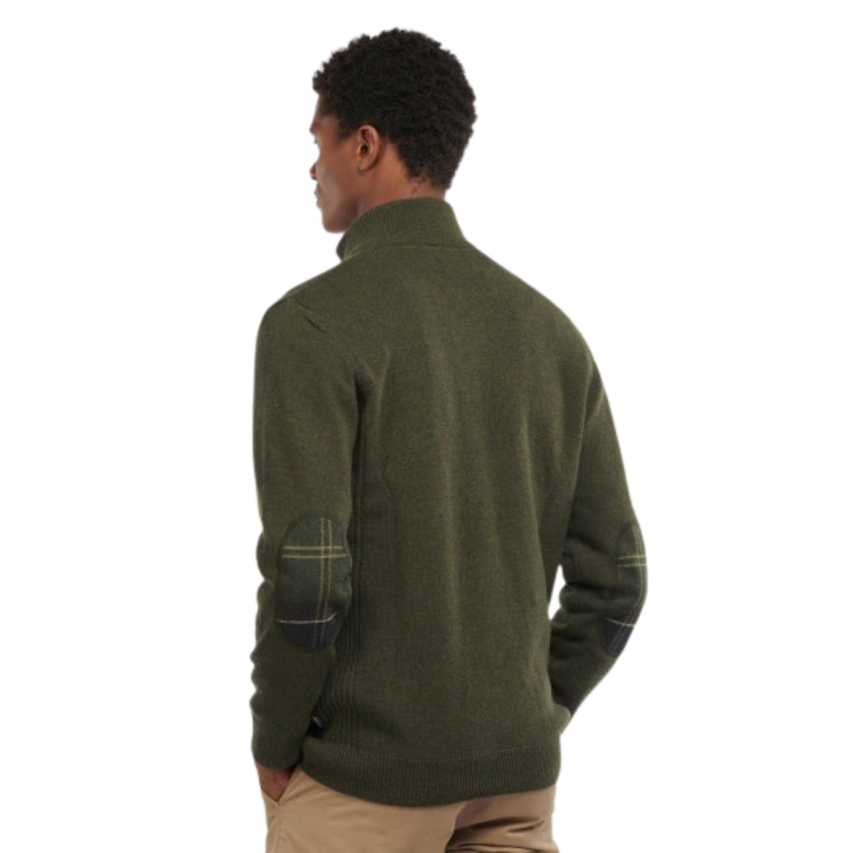 Barbour Holden Half Zip Lambswool Sweater Olive Marl, Klassiek ruitmotief maakt deze trui bijzonder