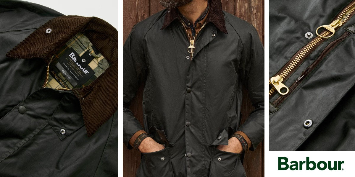 De Sage kleur geeft de Barbour Beaufort Waxed Jacket een klassieke, authentieke look