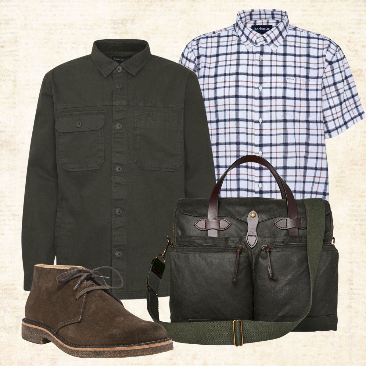 Barbour Lingfield Canvas Overshirt Fern, how to style.