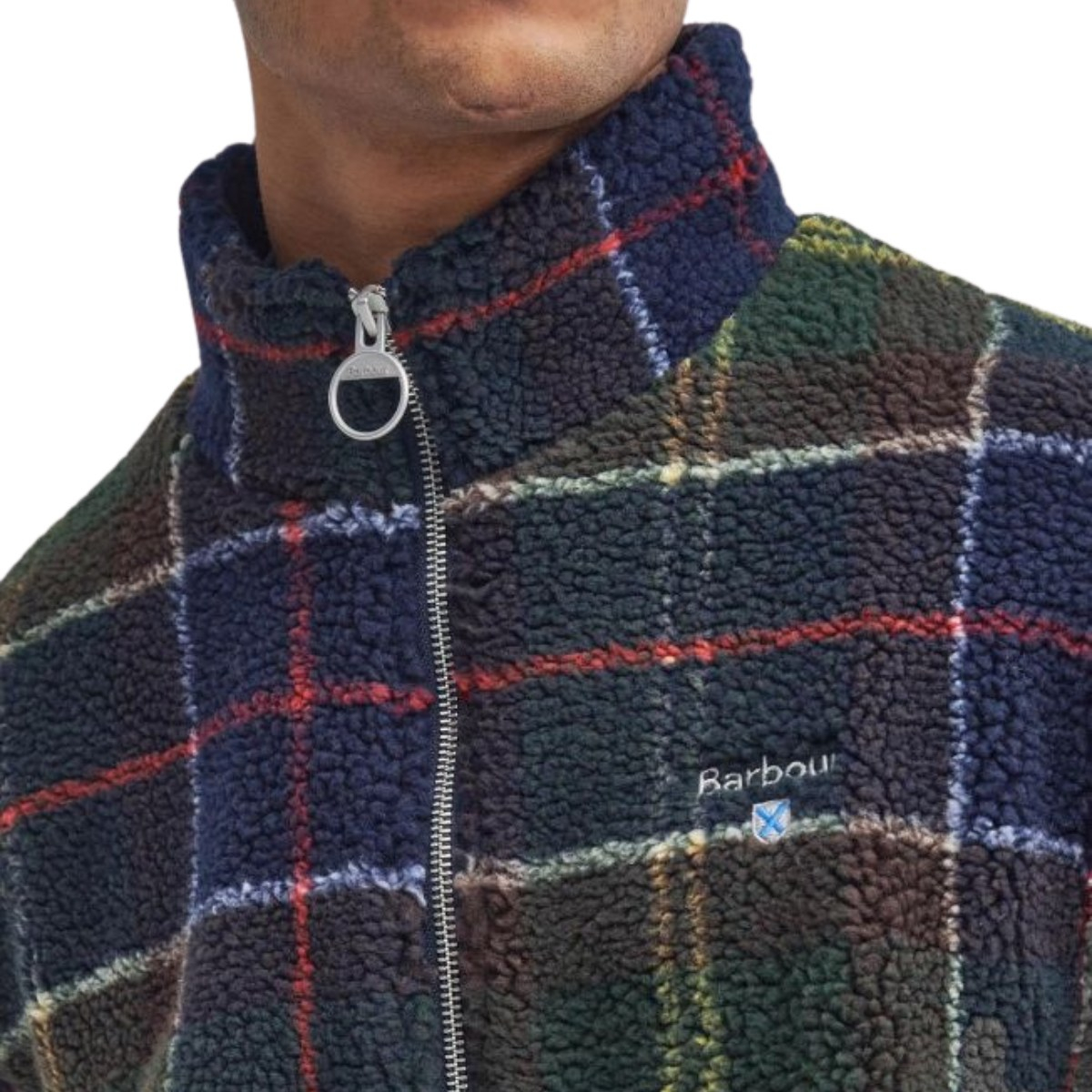 Barbour Fleece Zip Through Jacket Classic Tartan, Stylish outdoor jacket.