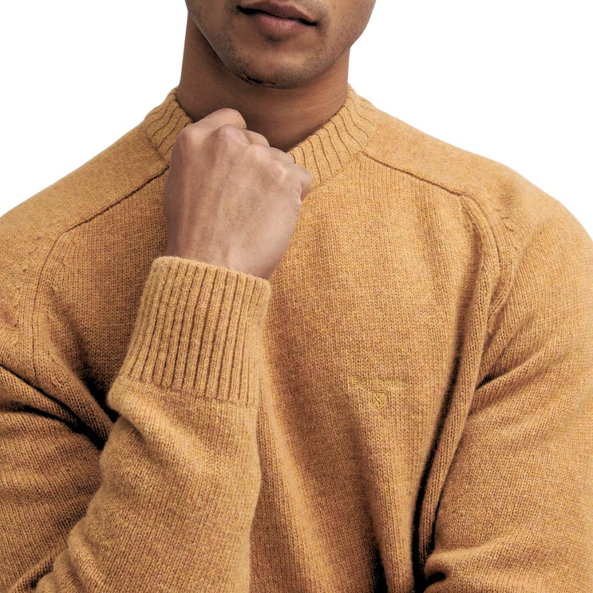 Barbour Grangetown Merino Crew Neck Sweater in Harvest Gold, trui gemaakt van eersteklas wol