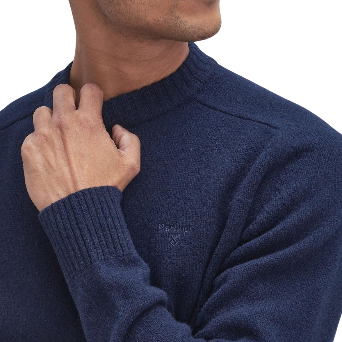 Barbour Grangetown Merino Crew Neck Sweater in Navy, trui gemaakt van eersteklas wol