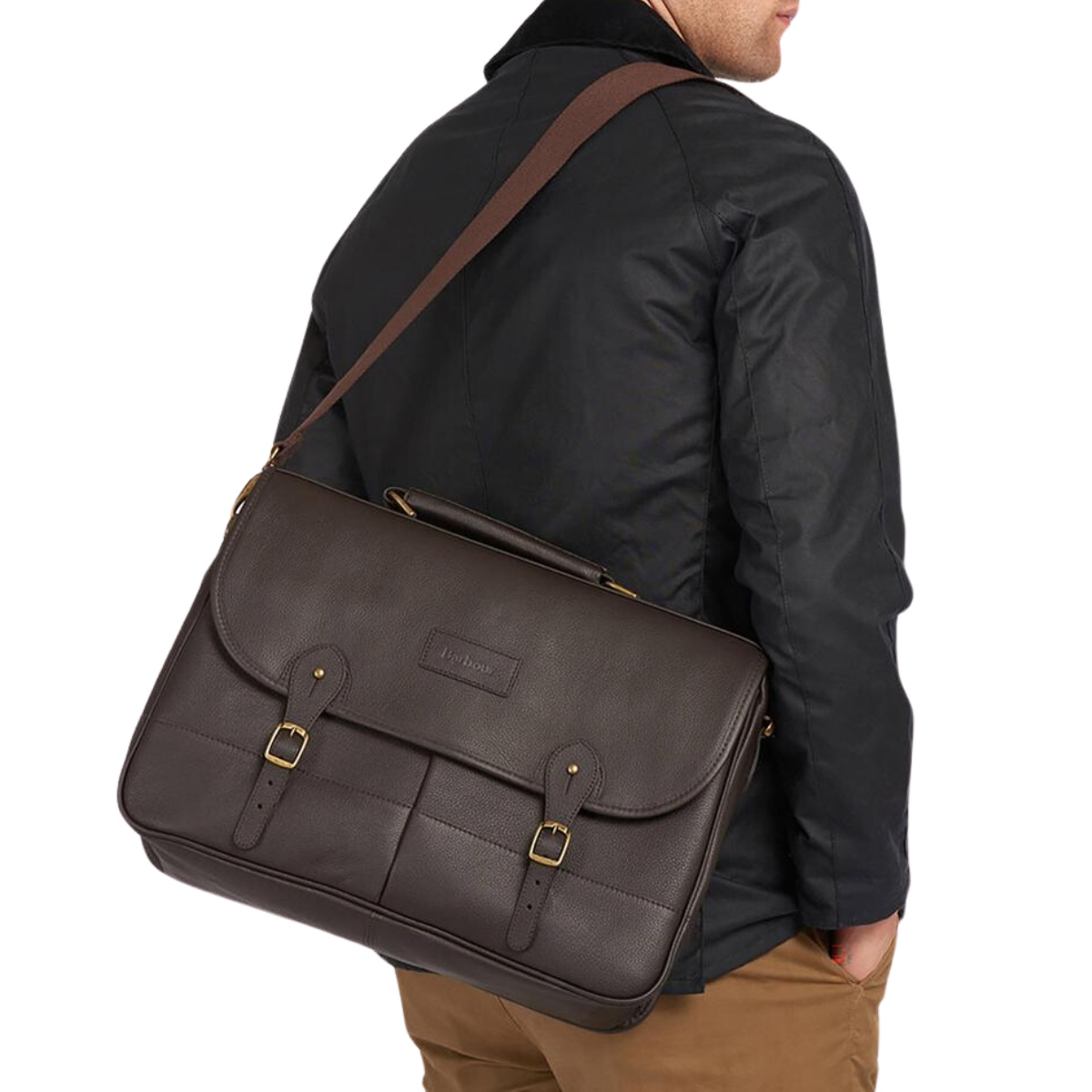 Barbour Leren Aktetas Chocolade, Geweldige, eersteklas leren laptoptas. Zeer goed gemaakt en mooi gedetailleerd.