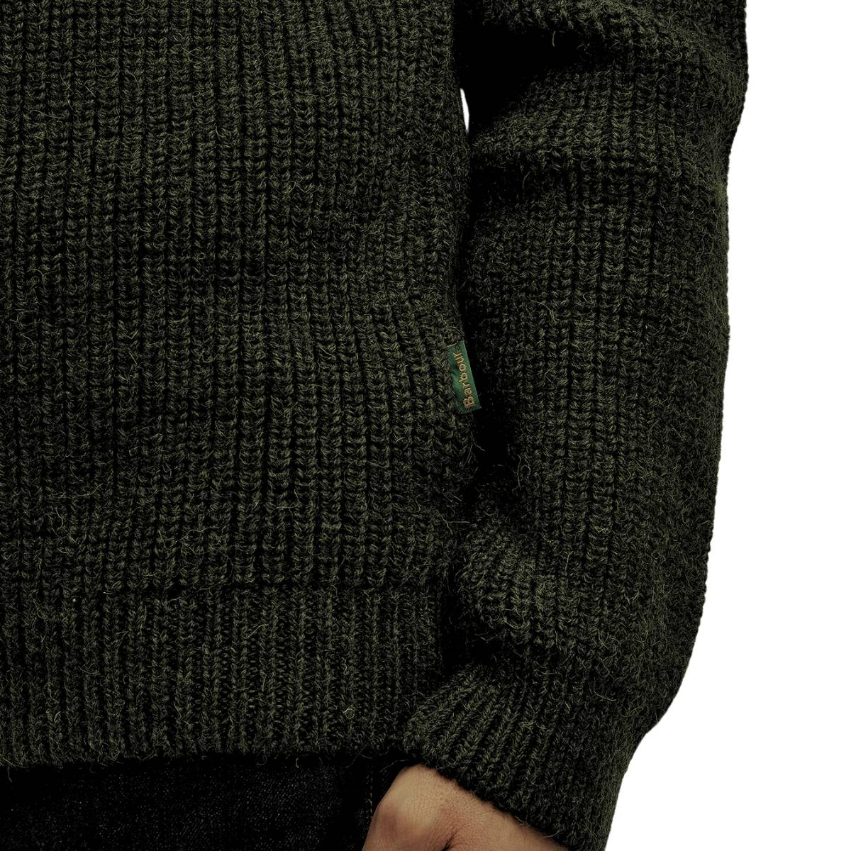 Barbour New Tyne Half Zip Knitted Jumper Olive, trui gemaakt van premium lamswol.