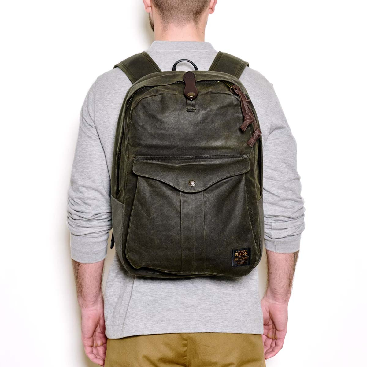 Filson Journeyman Backpack Otter Green, waterdichte rugzak die tientallen jaren meegaat, in elk klimaat