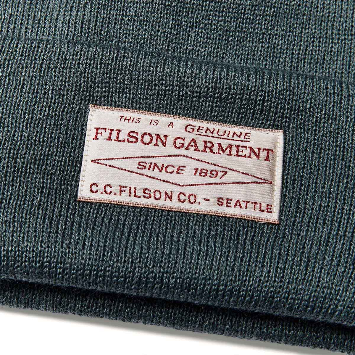 Filson Ballard Watch Cap Balsam Green Beanie, logo