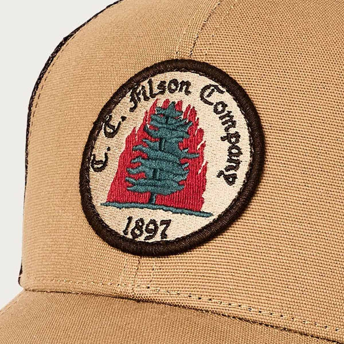 Filson Logger Mesh Cap Wheat/Fire, duurzaam middelzwaar 100% katoenen canvas