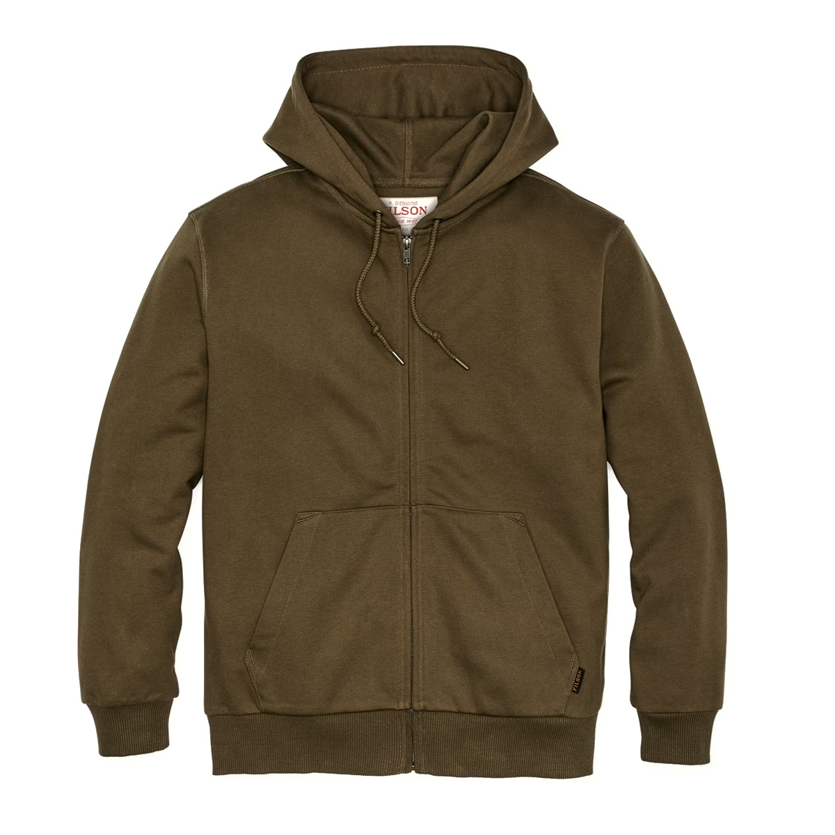 Filson Prospector Full Zip Hoodie Dark Olive, warme pullover die van frisse dagen en koele avonden jouw favoriete soort weer maakt