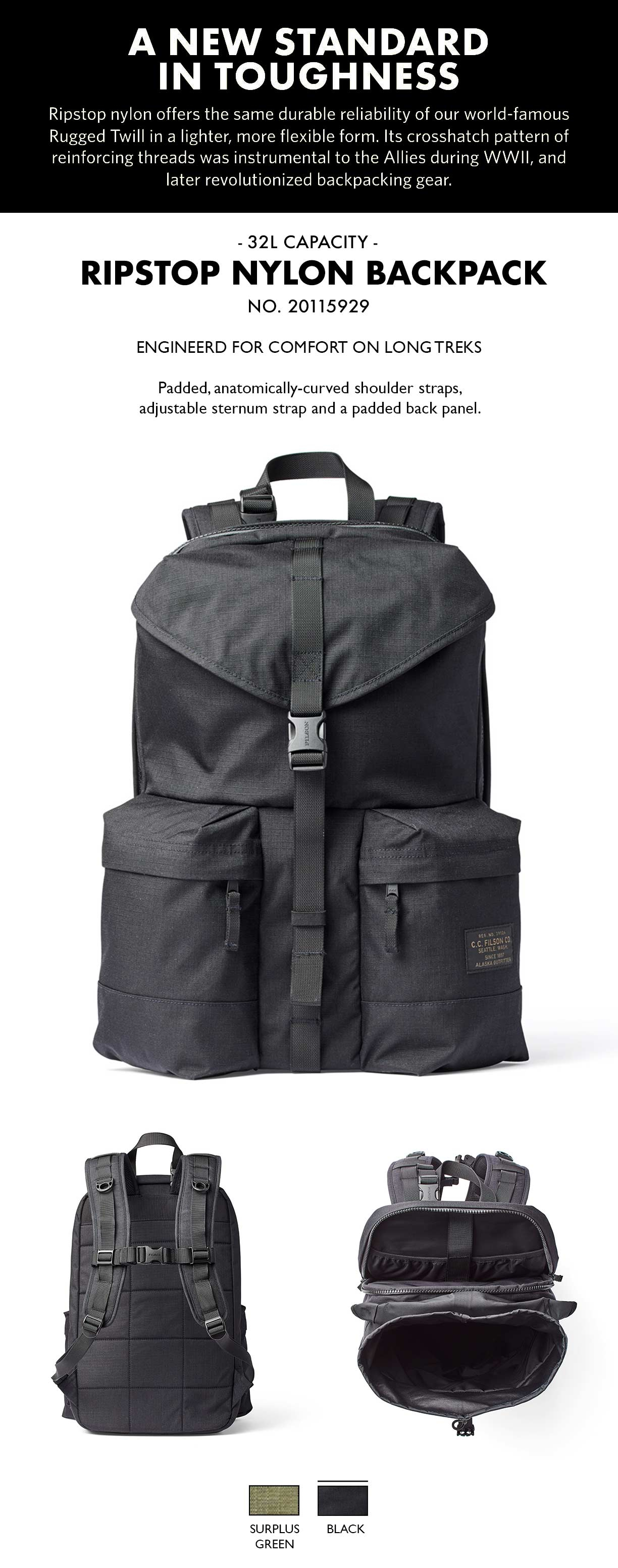 Filson Ripstop Backpack Black Product-informatie