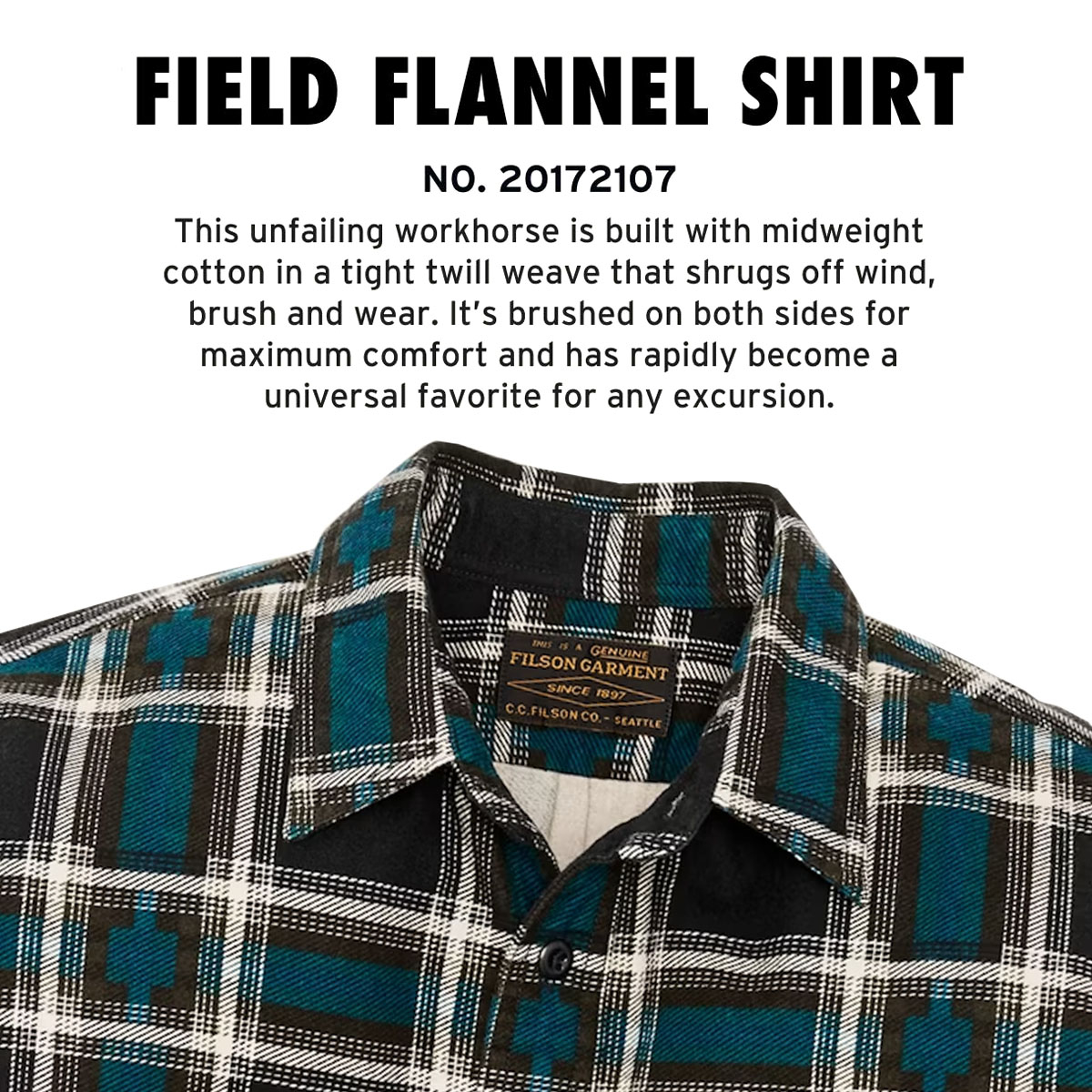 Filson Field Flannel Shirt Brown/Blue/Multi Plaid, iconisch shirt in de maak