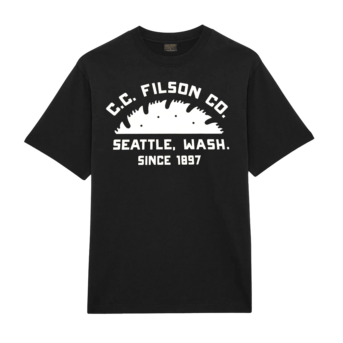 Filson Seattle Graphic T-Shirt Black, robuust shirt dat comfortabel in de hand ligt en zijn structuur behoudt, seizoen na seizoen