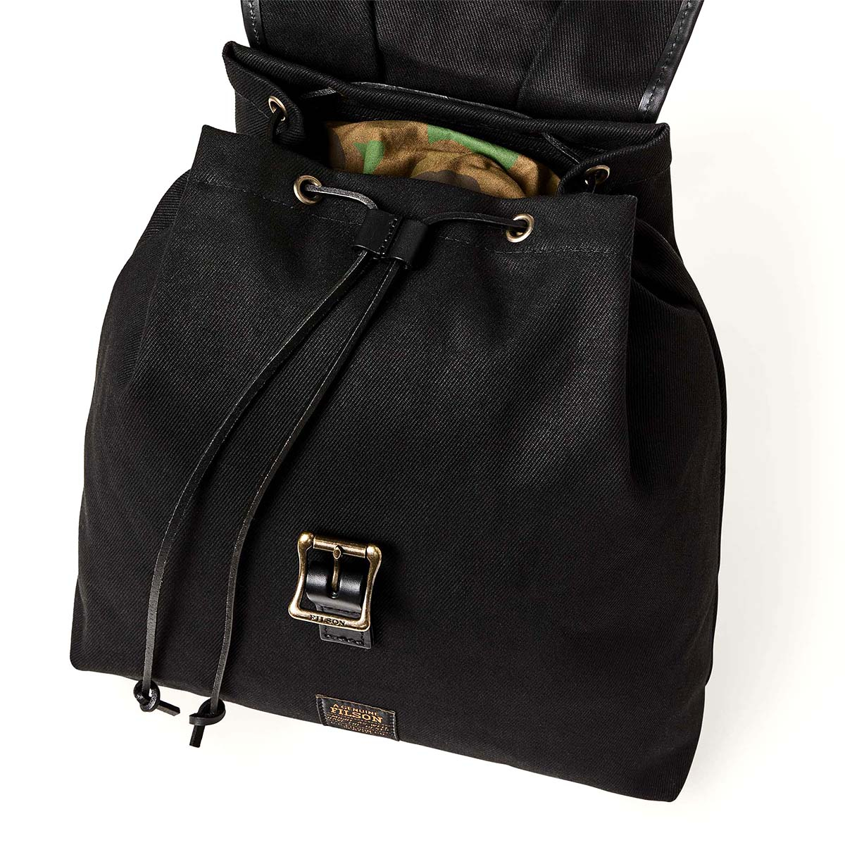 Filson Rugged Twill Drawstring Backpack Black, gemaakt voor vrouwen die van stijl en kwaliteit houden