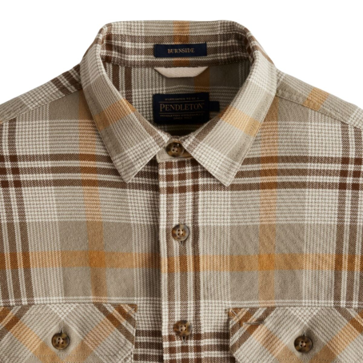 Pendleton Burnside Flannel Shirt Tan-Brown-Grey Plaid, extra softness perfect for the winter season