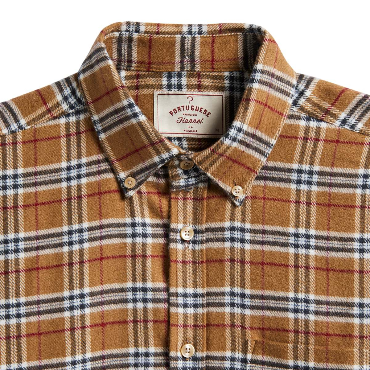 Portuguese Flannel Lamo Shirt Camel, gemaakt van de warm en zacht flannel.