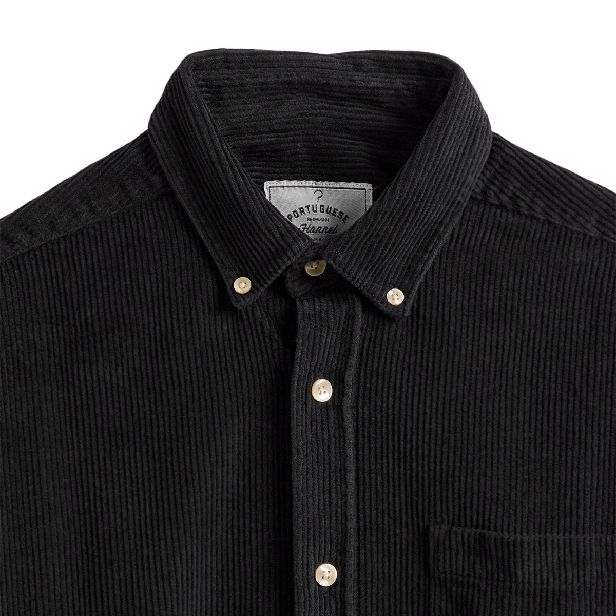 Portuguese Flannel Lobo Cotton-Corduroy Shirt Black, gemaakt van de fijnste exclusieve stoffen