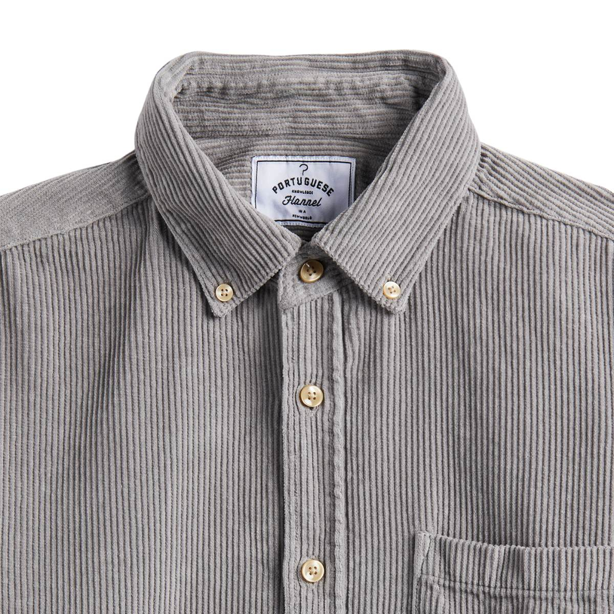 Portuguese Flannel Lobo Cotton-Corduroy Shirt Grey, gemaakt van de fijnste exclusieve stoffen