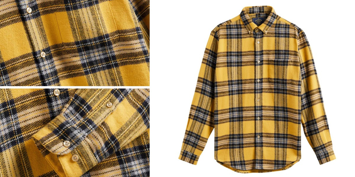 Portuguese Flannel Faru Shirt Yellow, vervaardigd door meesterambachtslieden in de oude steden van Noord-Portugal