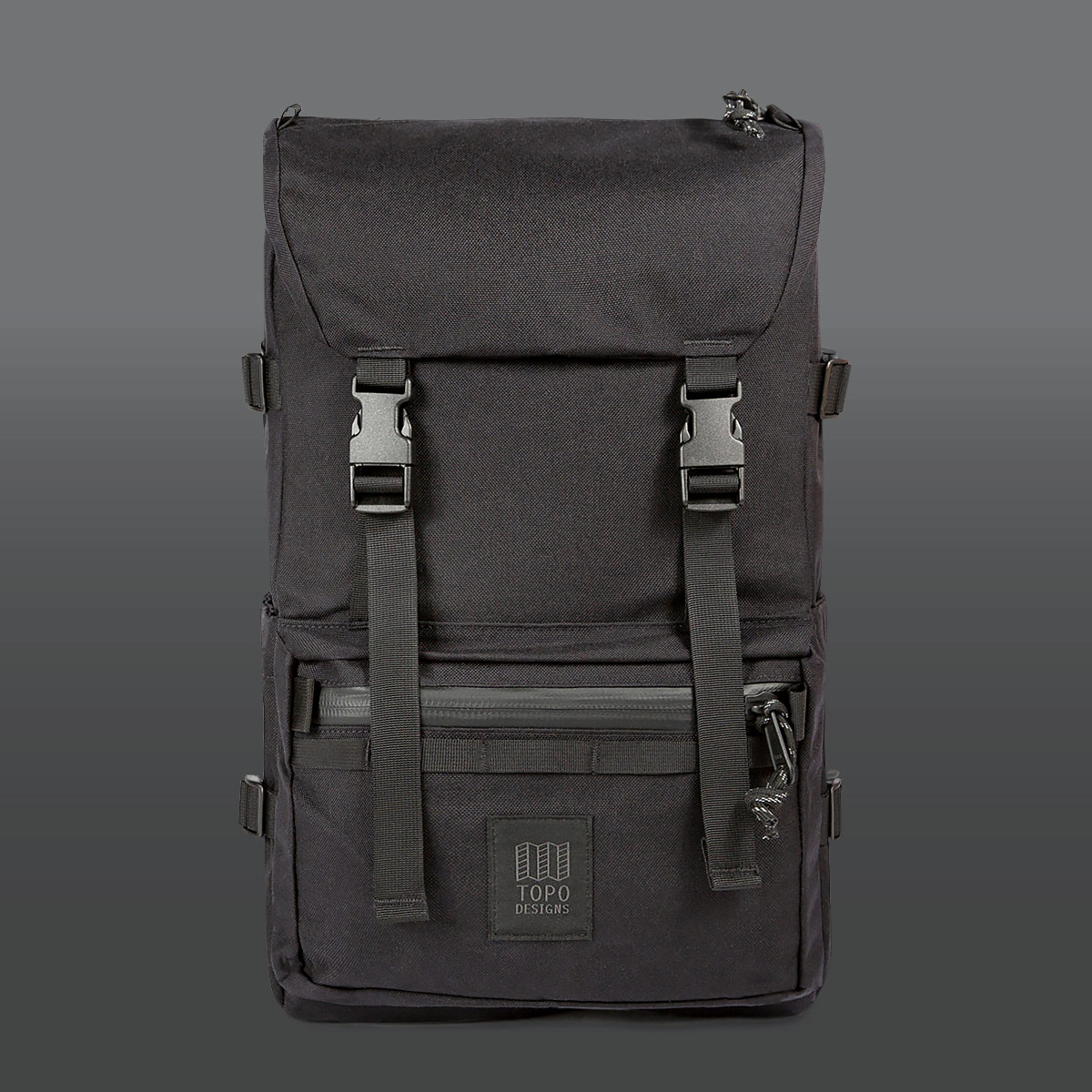 Topo Designs Rover Pack Tech Black, tijdloze rugzak met moderne functionaliteiten voor dagelijks gebruik