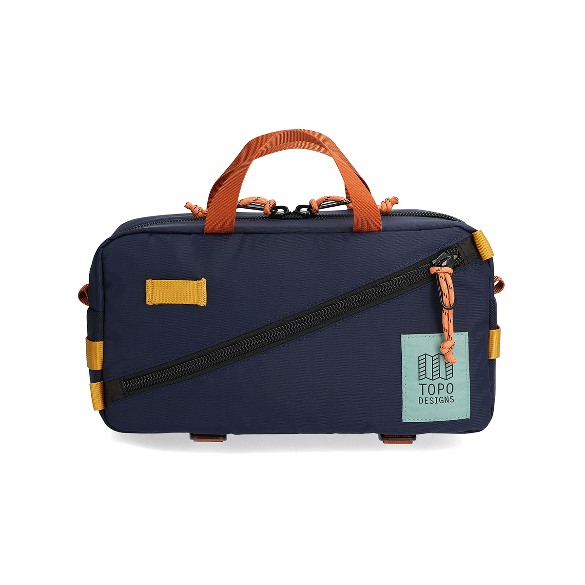 Topo Designs Quick Pack Navy/Multi, kan over je schouder worden gedragen of om je middel, in heuptas-stijl