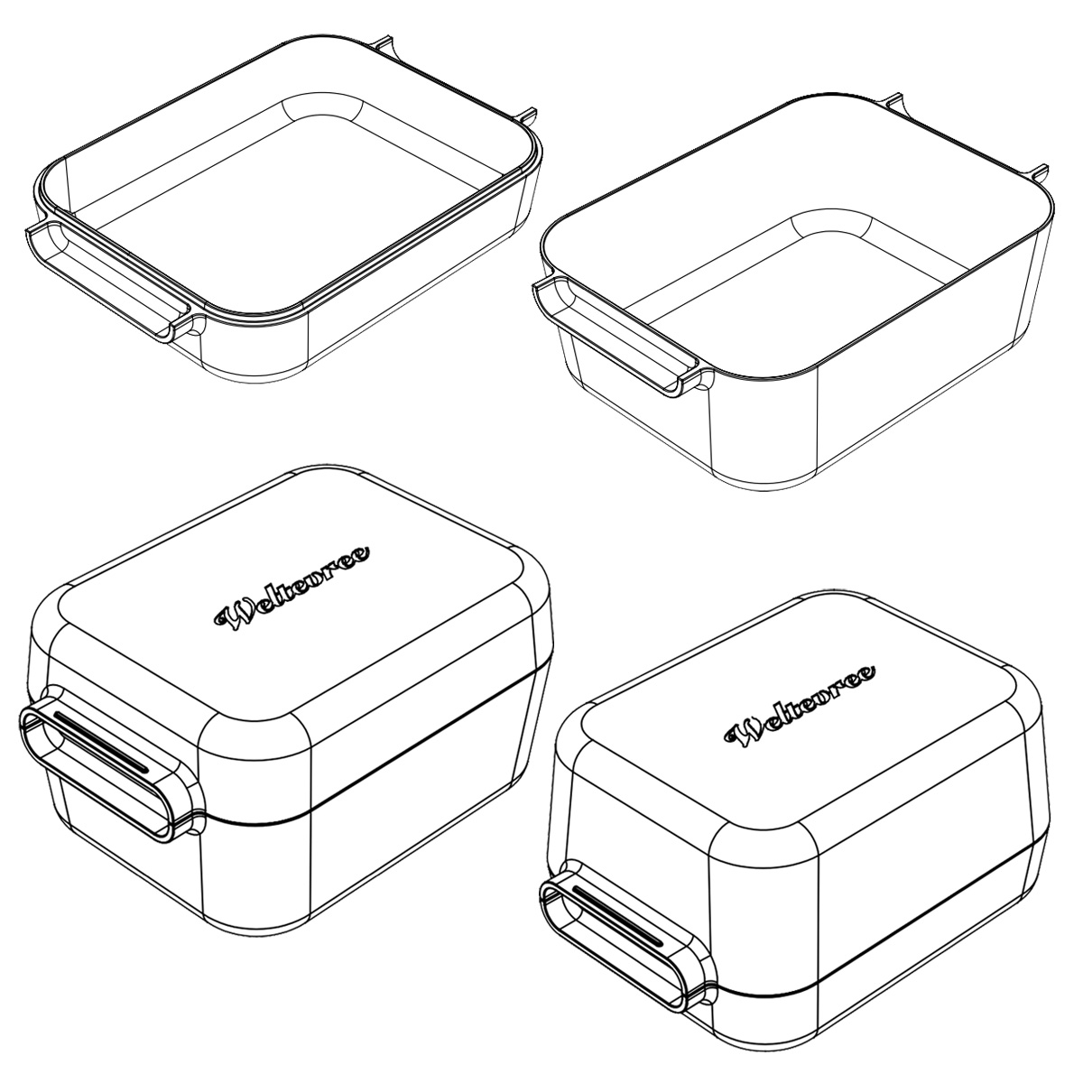 Weltevree Oven Dish, bestaat uit twee delen: een ondiepe schaal en een diepe schaal, samen fungeren ze als een braadpan